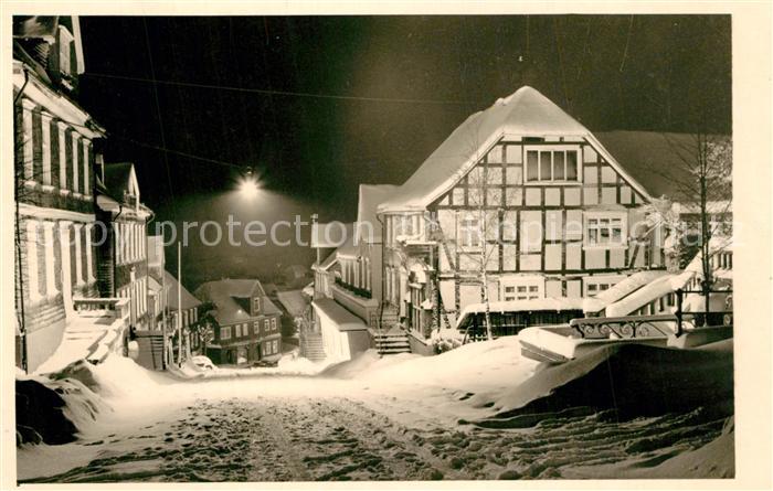Sohlbach Siegen Verschneite Strassen Fachwerkhaus Nachtaufnahme