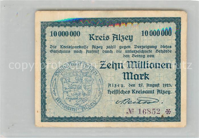 Alzey Zehn Millionen Mark Gutschein