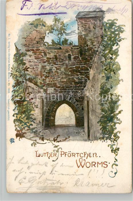 Worms Rhein Luther Pfoertchen Kuenstlerkarte