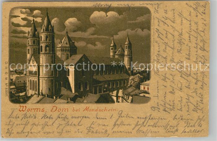 Mainz Rhein Dom bei Mondschein