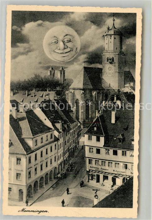 Memmingen Bayern Ortsmotiv mit Kirche im Mondschein