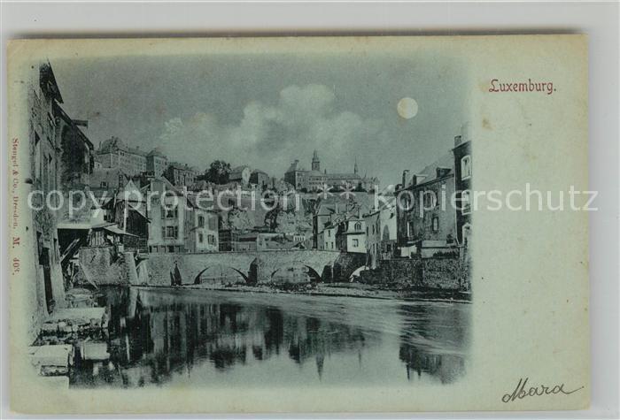 Luxemburg Luxembourg Partie am Fluss Bruecke im Mondschein