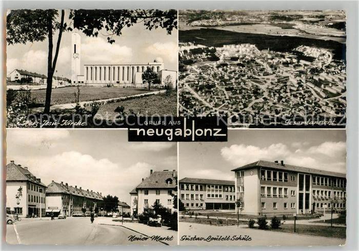 Neugablonz Herz Jesu Kirche Neuer Markt Gustav Leutelt Schule Fliegeraufnahme