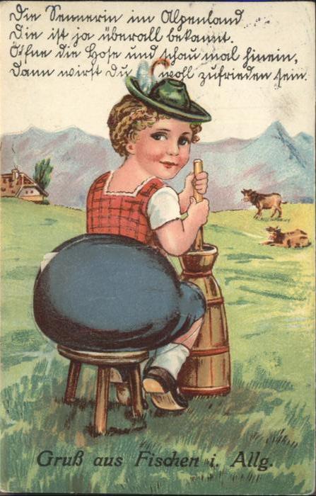 Fischen Allgaeu Frau Kühe Leporello