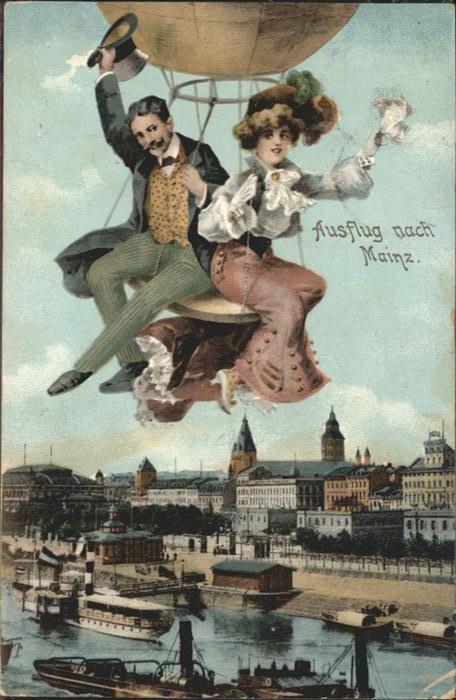Mainz Rhein Schiff Heissluftballon
