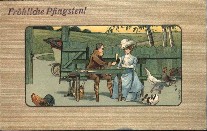 Pfingsten Pentecost Pentecote Hühner Hasen