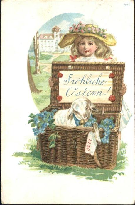 Ostern Easter Paques Mädchen Kind Schaf Korb