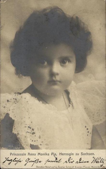Adel Sachsen Prinzessin Anna Monika Pia Herzogin zu