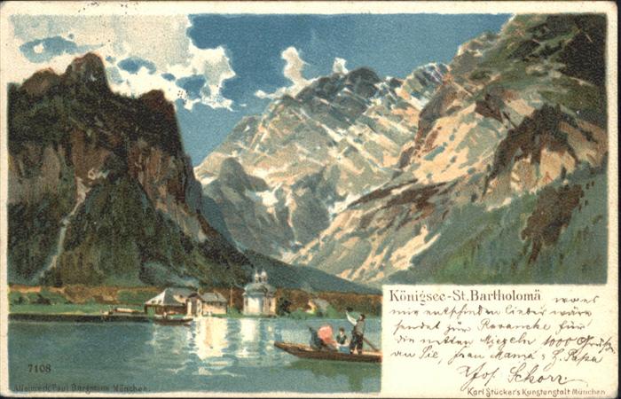 Koenigsee Berchtesgaden St Bartholomä Litho