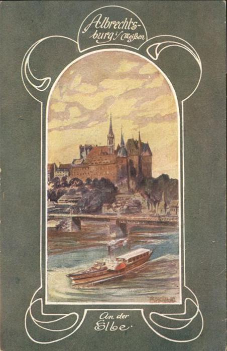 Meissen Elbe Sachsen Albrechtsburg Brücke Schiff