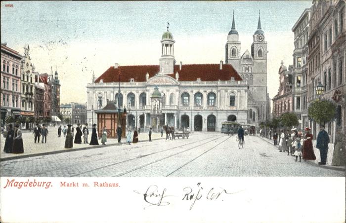 MAGDEBURG CITY Markt Rathaus Kutsche Strassenbahn