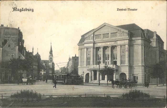 MAGDEBURG CITY Zentral Theater Strassenbahn Kutsche