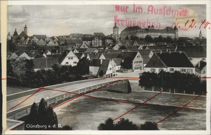Guenzburg Bayern Bruecke Stempel auf AK