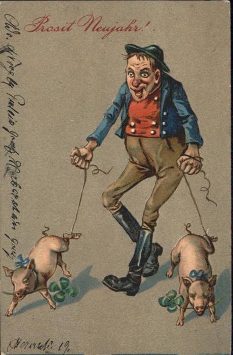 Neujahr Schweine Kleeblätter