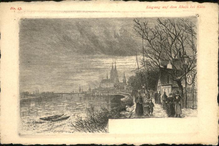 Koeln Rhein Eisgang auf Rhein