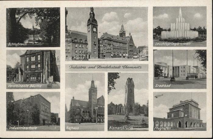 CHEMNITZ Sachsen Schlossteich Versteinerte Baeume, Rathaus, Markt, Stadtbad, Bis