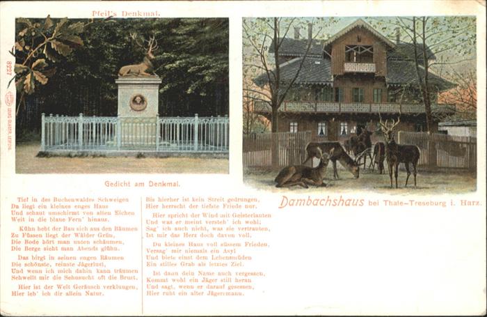 Thale Harz Treseburg Denkmal Gedicht Dambachshaus