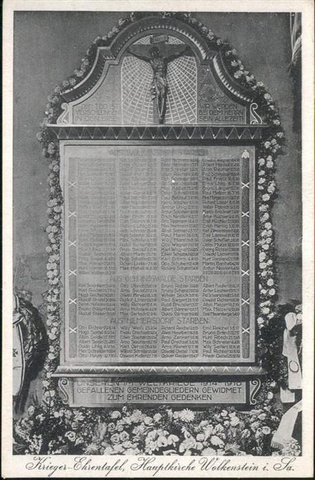 Wolkenstein Erzgebirge Kriegsehrentafel Kirche