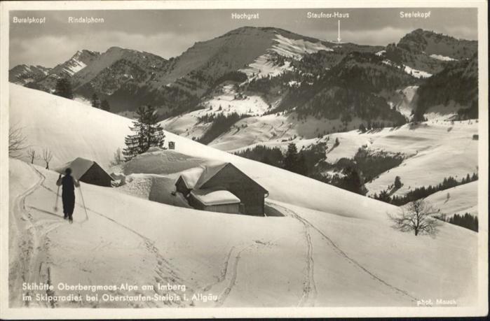 Oberstaufen Oberallgaeu Bayern Skihuette Oberbergmoos Alpe