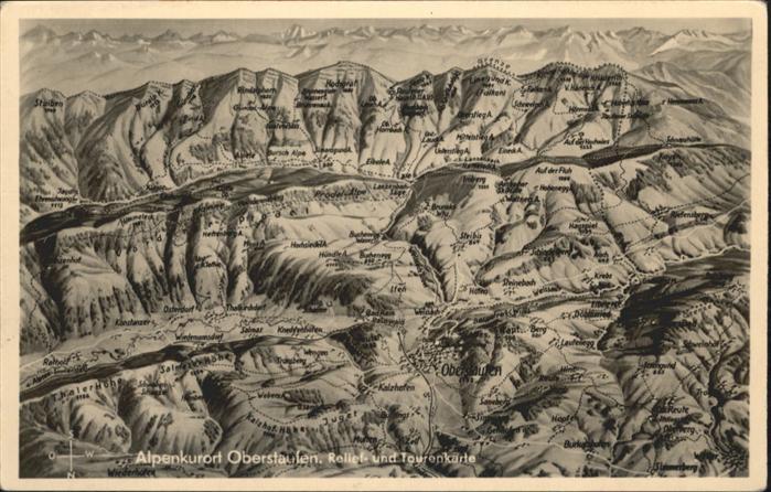 Oberstaufen Oberallgaeu Bayern Fliegeraufnahme Tourenkarte