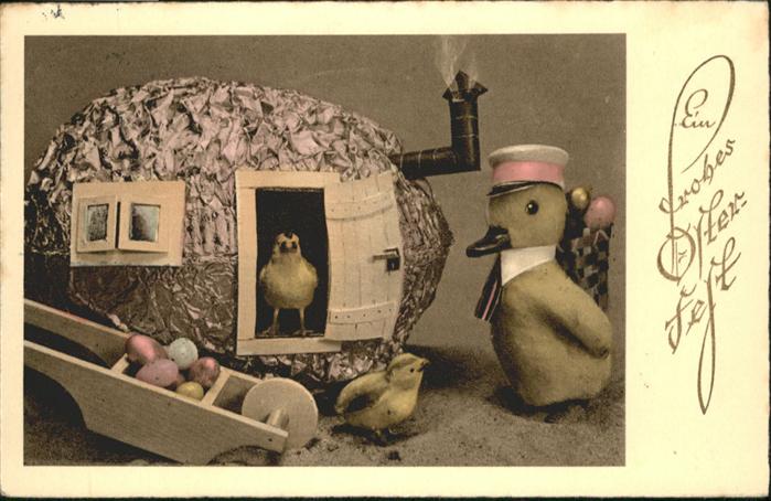 Ostern Easter Paques Küken Karren Osterei