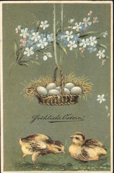 Ostern Easter Paques Küken Eier Korb