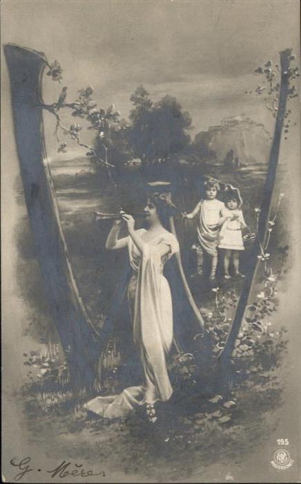 Buchstabenkarte W Frau Trompete Kinder