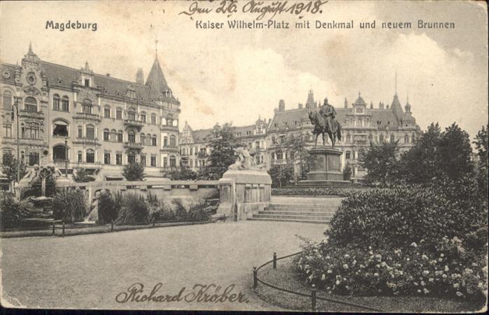 MAGDEBURG  CITY Kaiser Wilhelm Platz Denkmal Brunnen