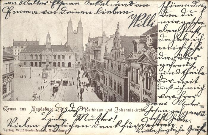 MAGDEBURG  CITY Rathaus Johannis Kirche Strassenbahn