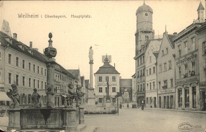 Weilheim Oberbayern Hauptplatz Brunnen