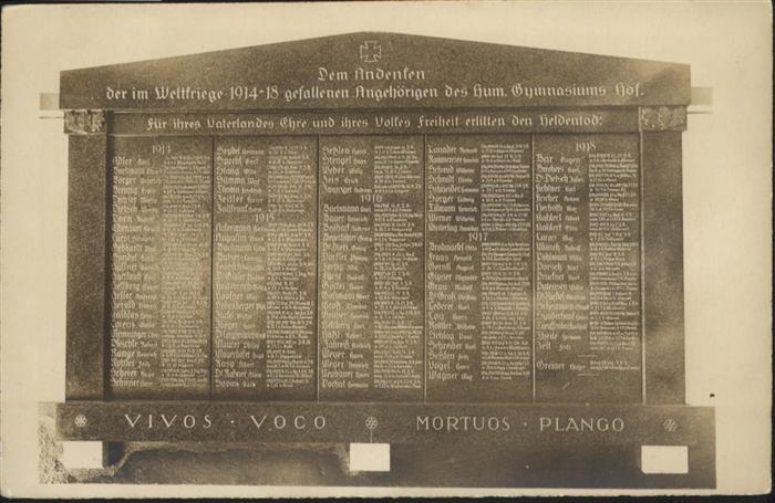 Hof Bayern (Handschrifltich] Gedenktafel