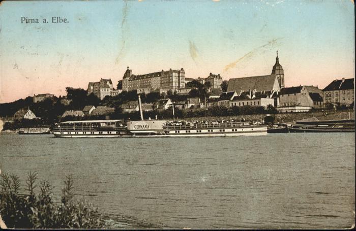 Pirna Elbe Sachsen Seitenraddampfer Germania