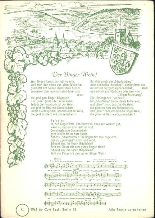 Bingen Rhein Lied Der Binger Wein v. R. Engelhardt