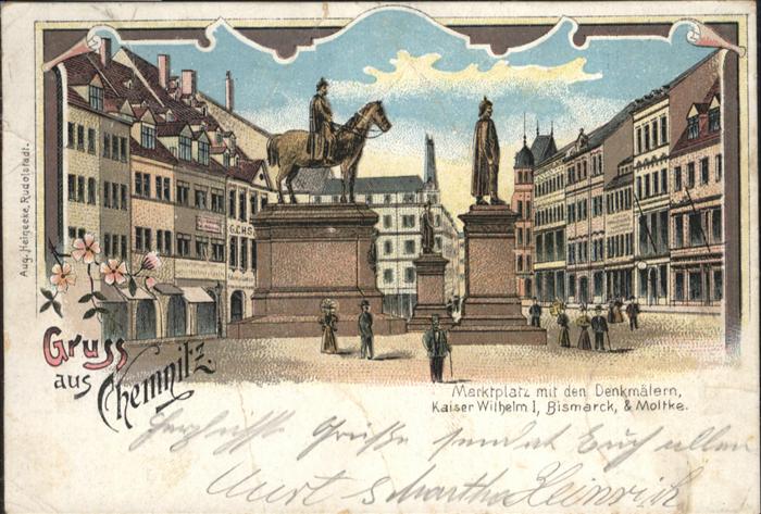 Chemnitz Marktplatz Denkmäler Kaiser Wilhelm Bis