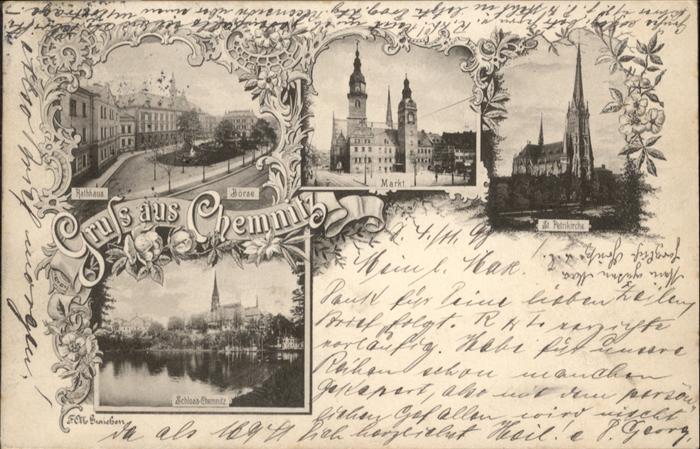 CHEMNITZ Sachsen Schloss Rathaus Boerse Markt Petri Kirche