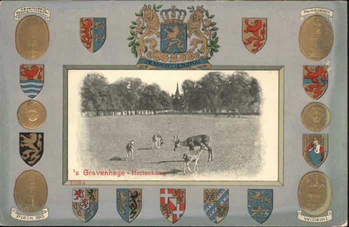 s-Gravenhage Hertenkamp Wappen Prägedruckkarte