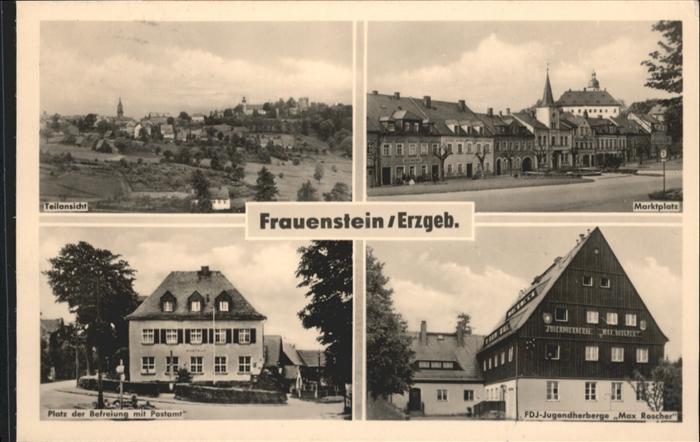 Frauenstein Sachsen Platz der Befreiung Postamt Jugendherbe