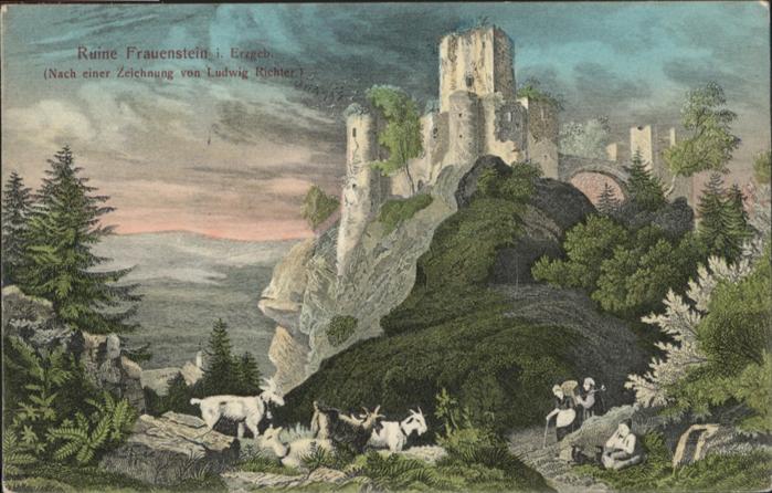 Frauenstein Sachsen Ruine Künstler Ludwig Richter Ziegen