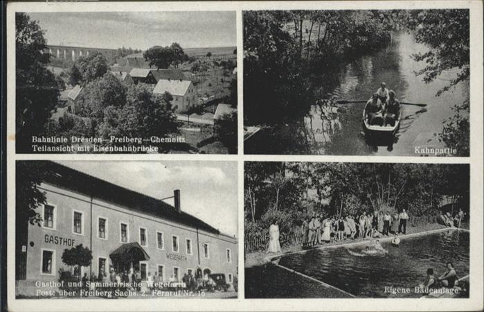 Freiberg Sachsen Bahnlinie Eisenbahnbrücke Gasthof Wegef