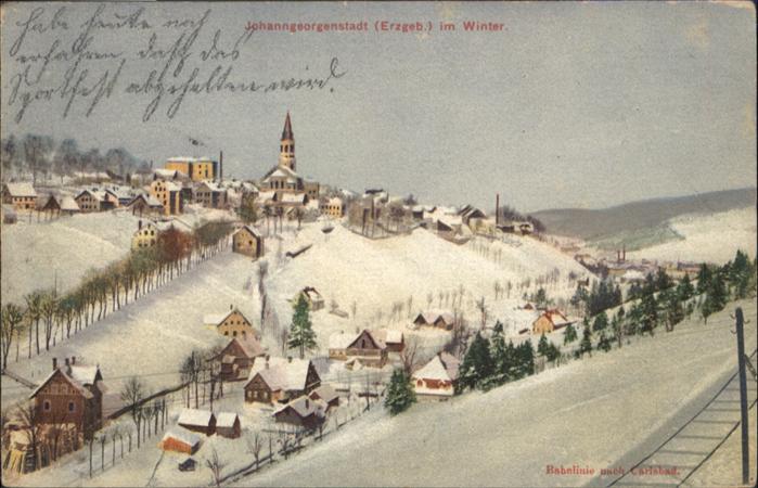 Johanngeorgenstadt Winter Kirche  Bahnlinie Carlsbad