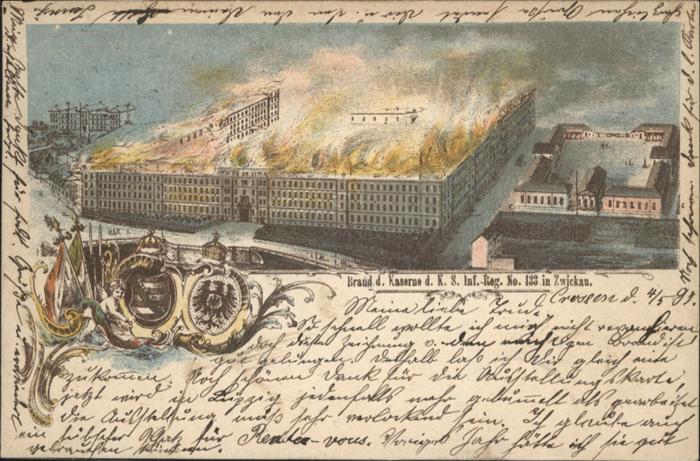 Zwickau Sachsen Zwickau Kaserne Brand