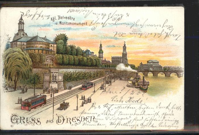 Dresden Strassenbahn Belvedere Moritzmonument L
