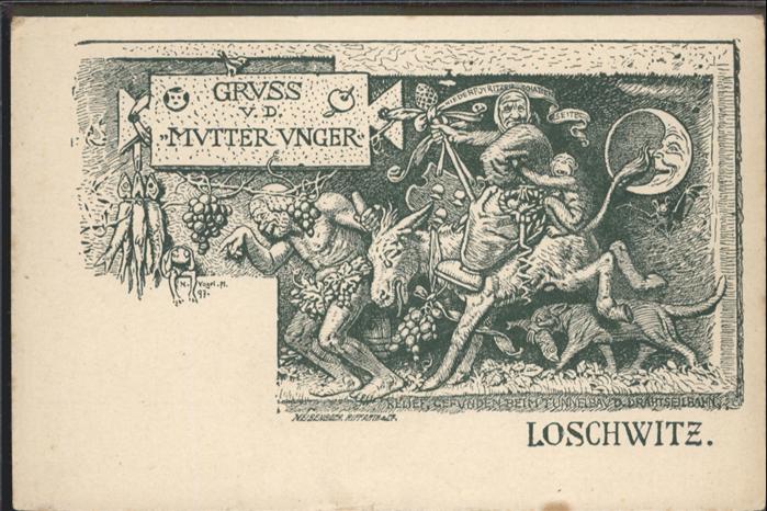 Loschwitz Relief Mutter Unger Esel Mond Affe Küns