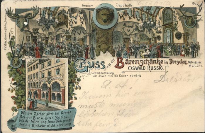 Dresden Bärenschänke Webergasse Jagdhalle x