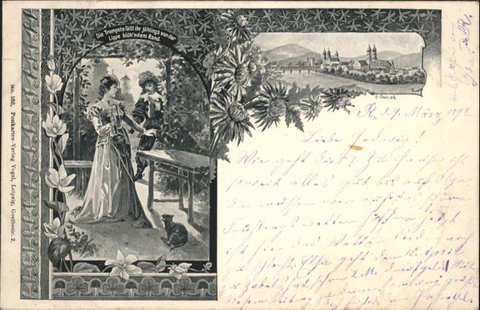 Radeberg Sachsen Trompete Frau Blumenranken