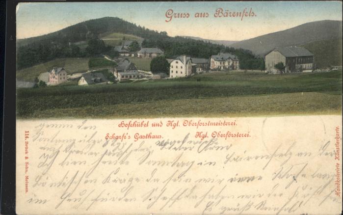 Baerenfels Erzgebirge ofehübel Oberforstmeisterei Scharfes Ga