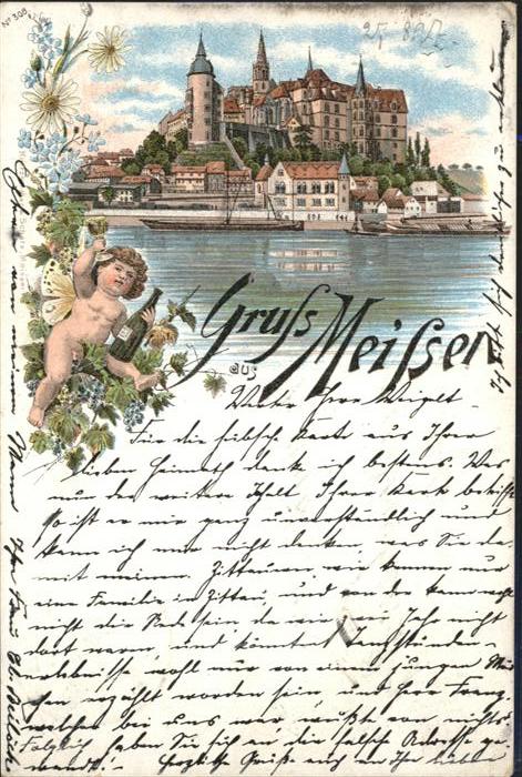 Meissen Elbe Sachsen Meissen Engel Litho