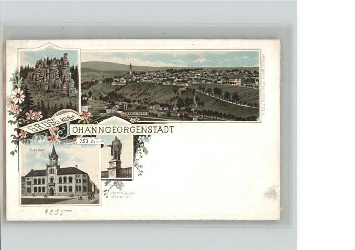 Johanngeorgenstadt Rathaus Johann Georg Denkmal Litho