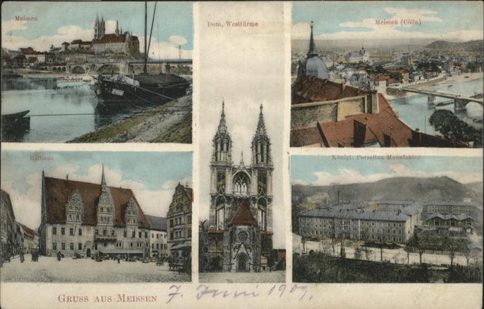 Meissen Elbe Sachsen Meissen Rathaus Dom Cölln Porzellanman