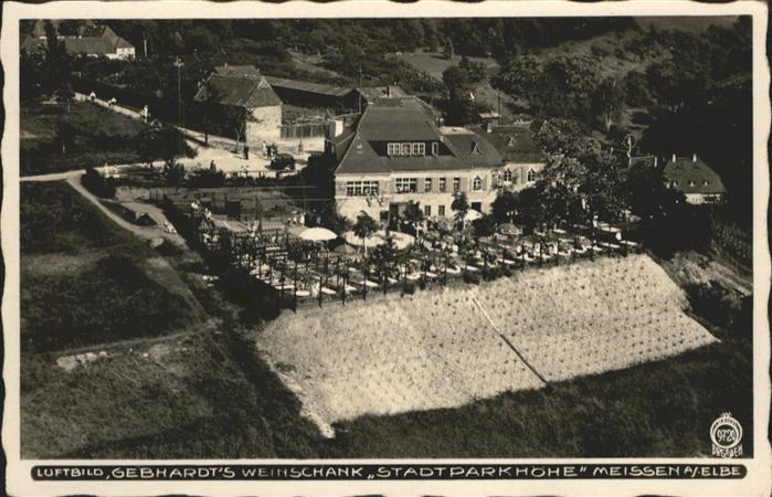 Meissen Elbe Sachsen Meissen Fliegeraufnahme Elbe Gebhards Weinschank Stadtparkh